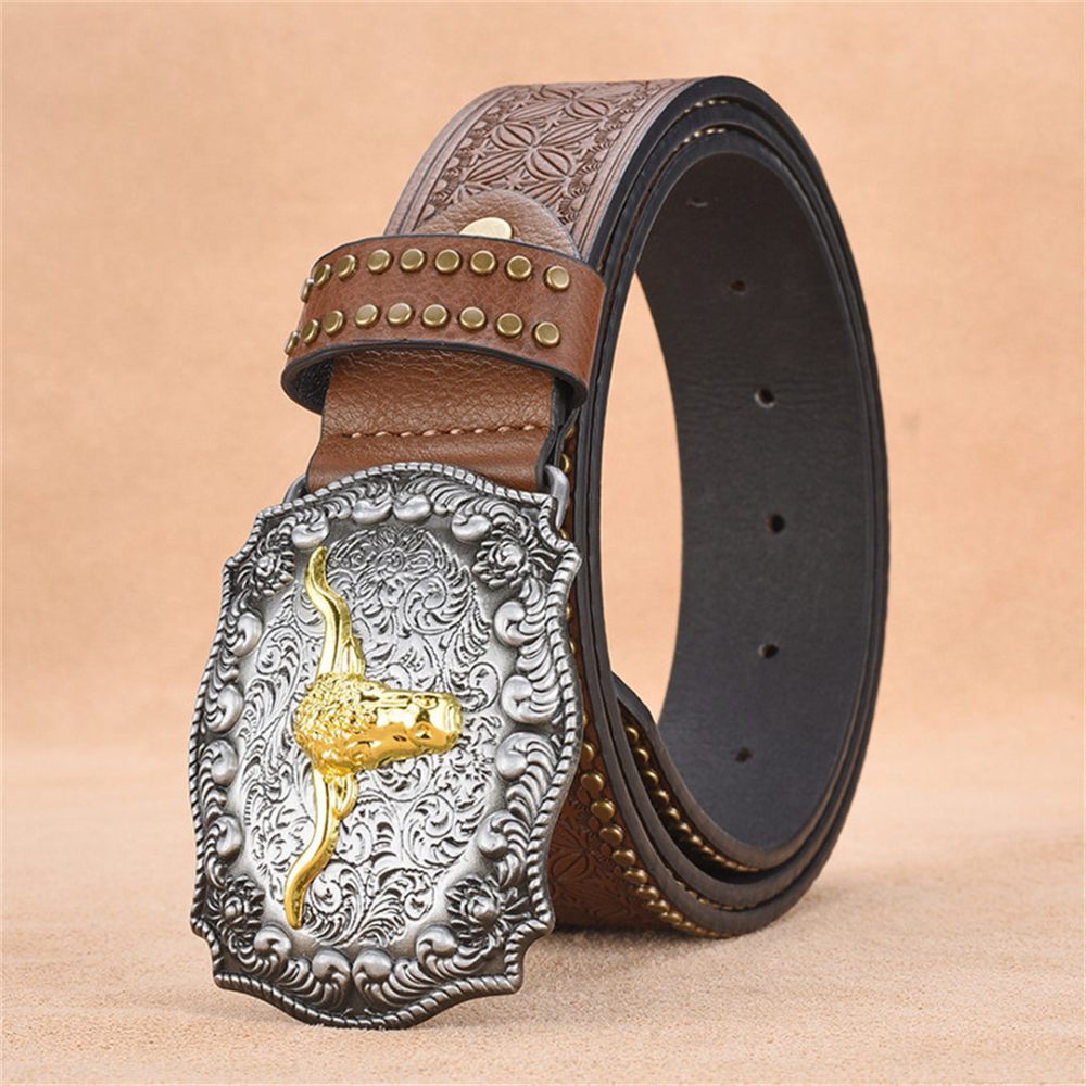 Ceintures Pour Hommes Ceinture Cuir Vache Automatique Luxe - Marron