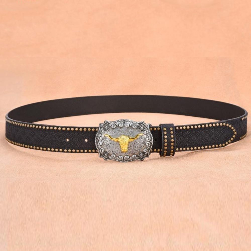 Ceintures Pour Hommes Ceinture Cuir Vache Automatique Luxe - Noir