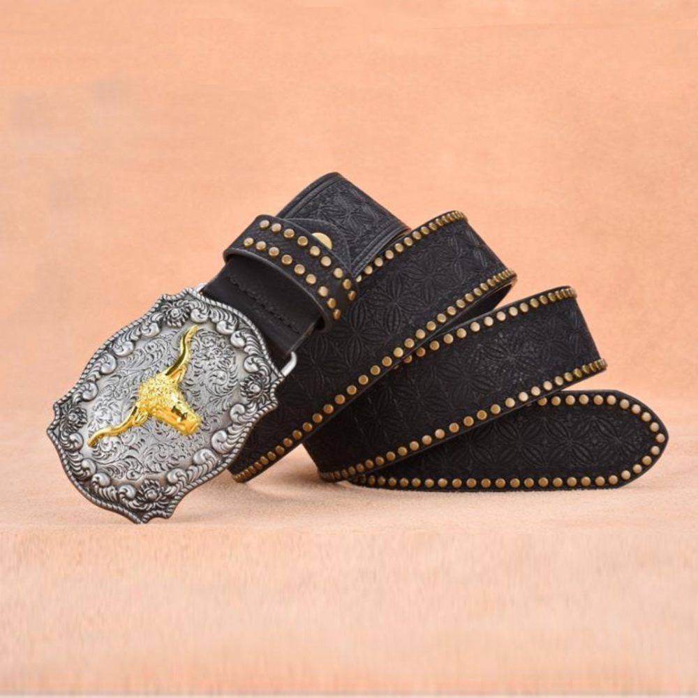 Ceintures Pour Hommes Ceinture Cuir Vache Automatique Luxe - Noir