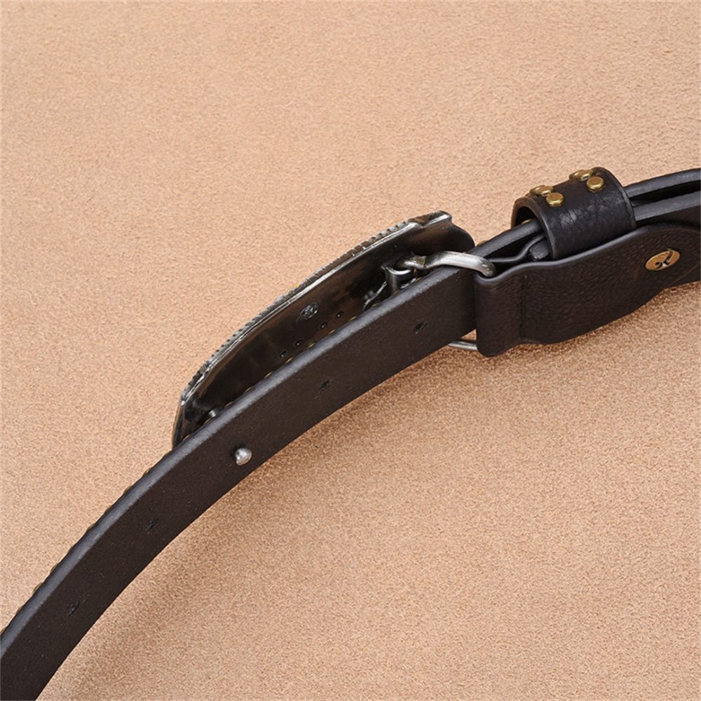 Ceintures Pour Hommes Ceinture Cuir Vache Automatique Luxe - Noir