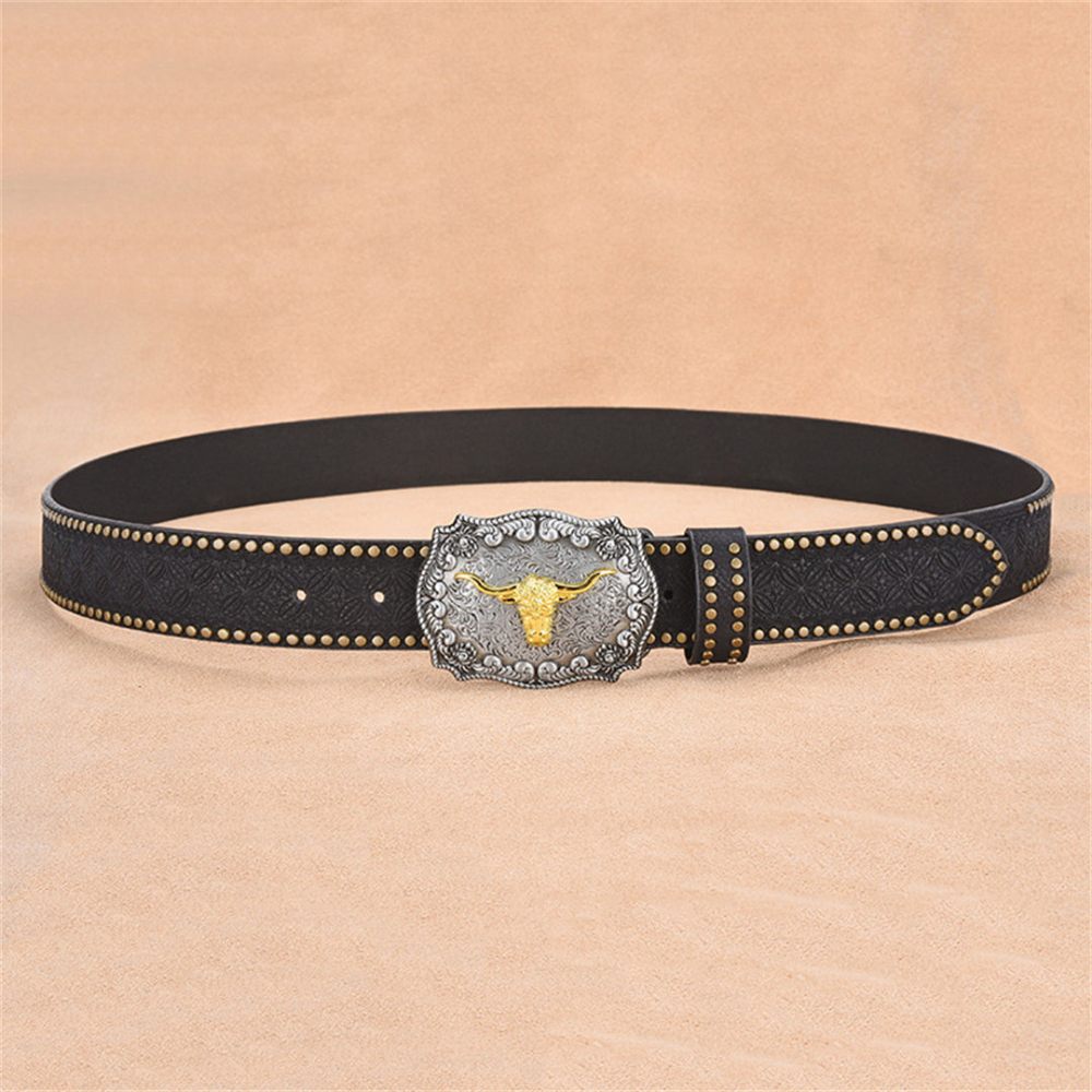 Ceintures Pour Hommes Ceinture Cuir Vache Automatique Luxe - Noir