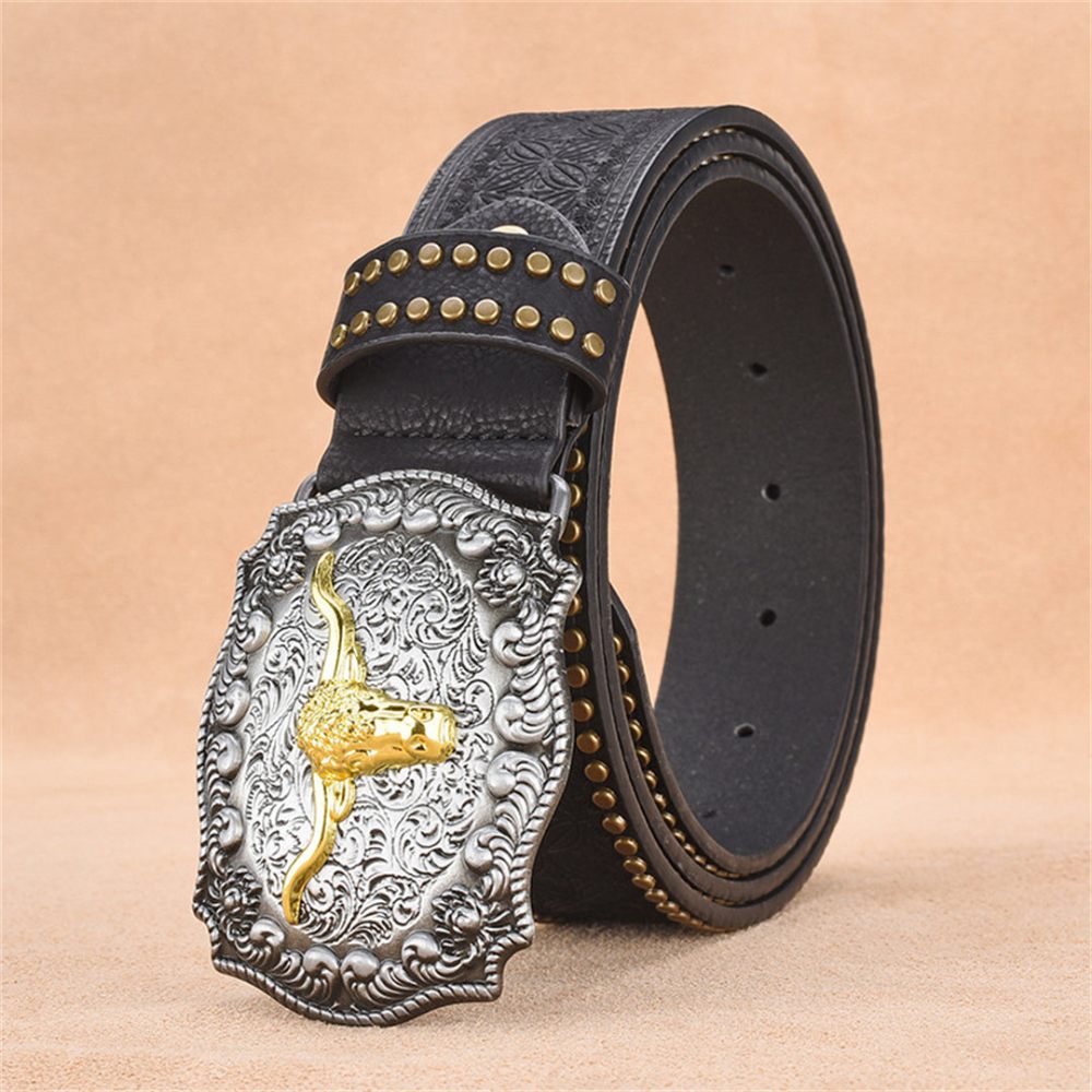 Ceintures Pour Hommes Ceinture Cuir Vache Automatique Luxe - Noir