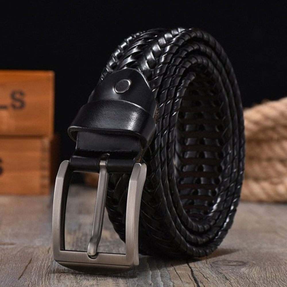 Ceintures Pour Hommes Ceinture Géométrique Élégante Fabriquée À La Main - Noir