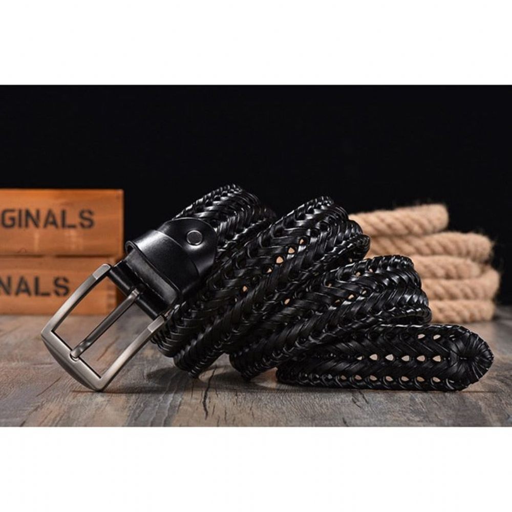 Ceintures Pour Hommes Ceinture Géométrique Élégante Fabriquée À La Main - Noir