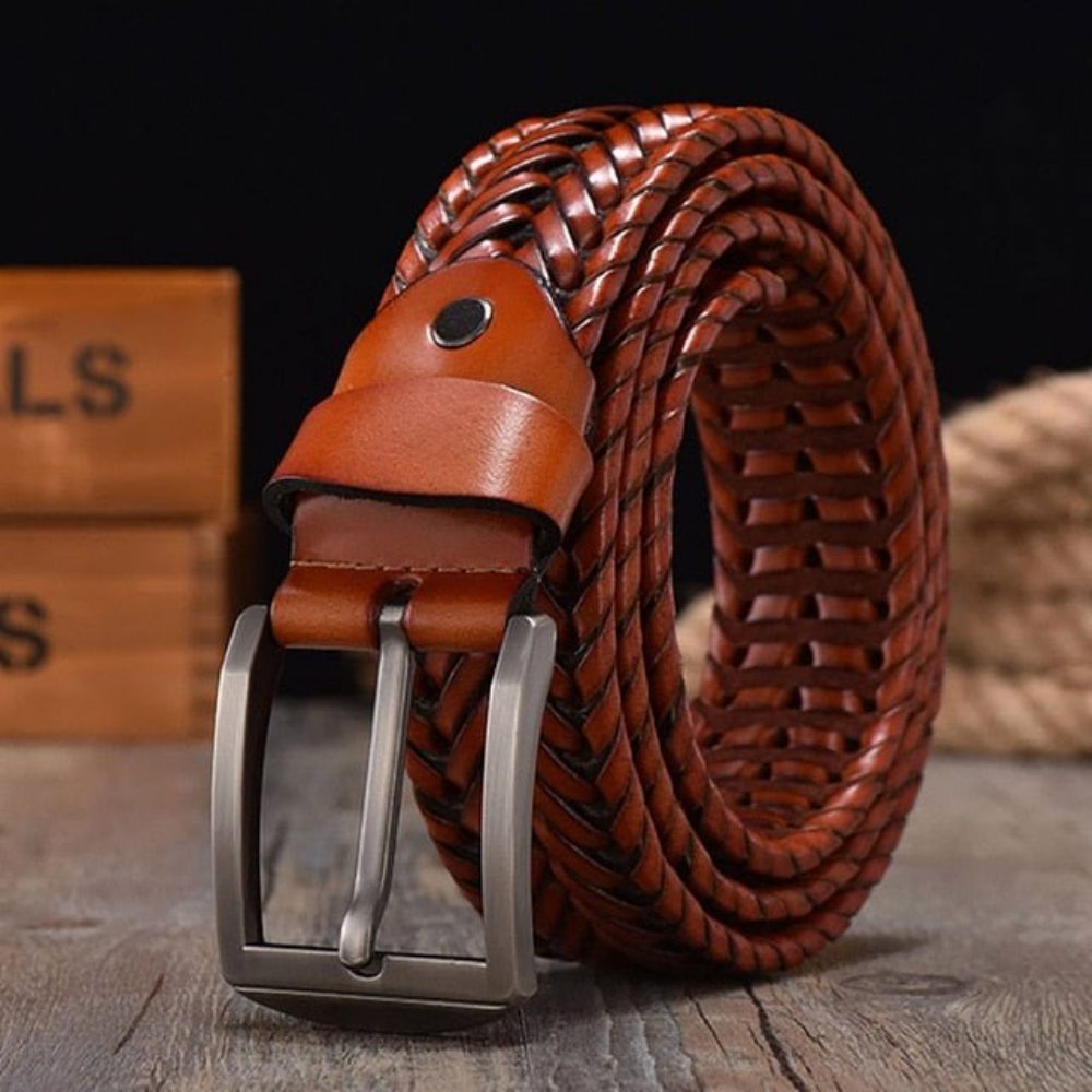 Ceintures Pour Hommes Ceinture Géométrique Élégante Fabriquée À La Main - Orange