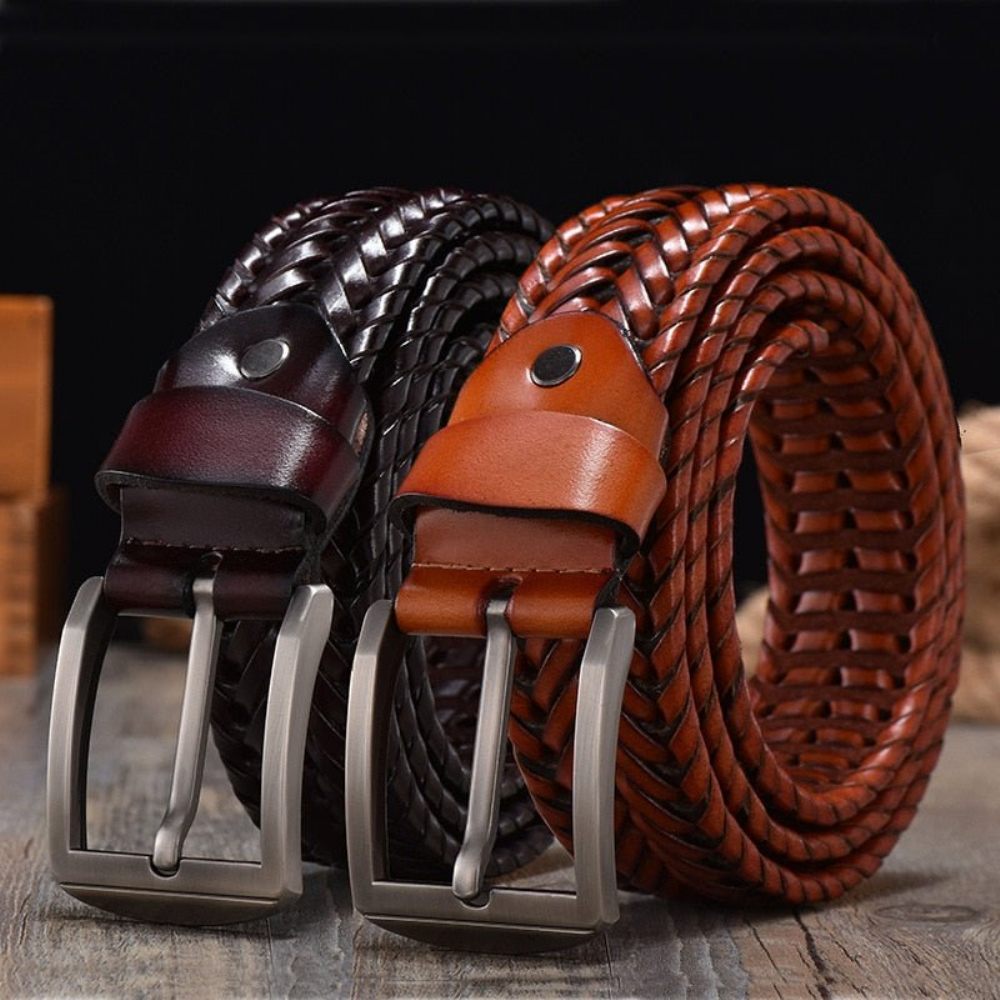 Ceintures Pour Hommes Ceinture Géométrique Élégante Fabriquée À La Main - Orange