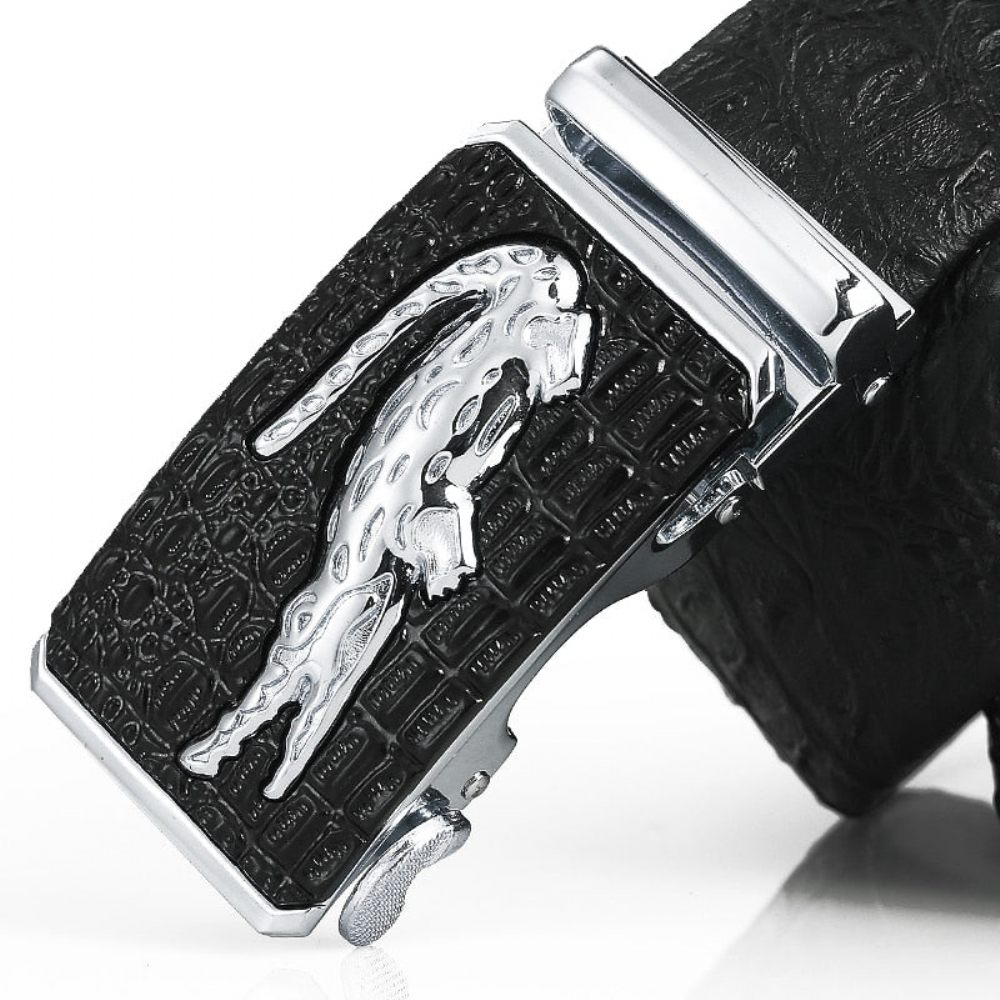 Ceintures Pour Hommes Ceinture Large Cuir À Motif Croco Exotique - Gris