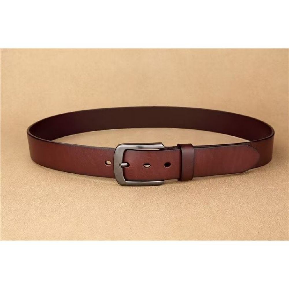 Ceintures Pour Hommes Ceinture Luxe À Boucle Classique Peau Vache - Café