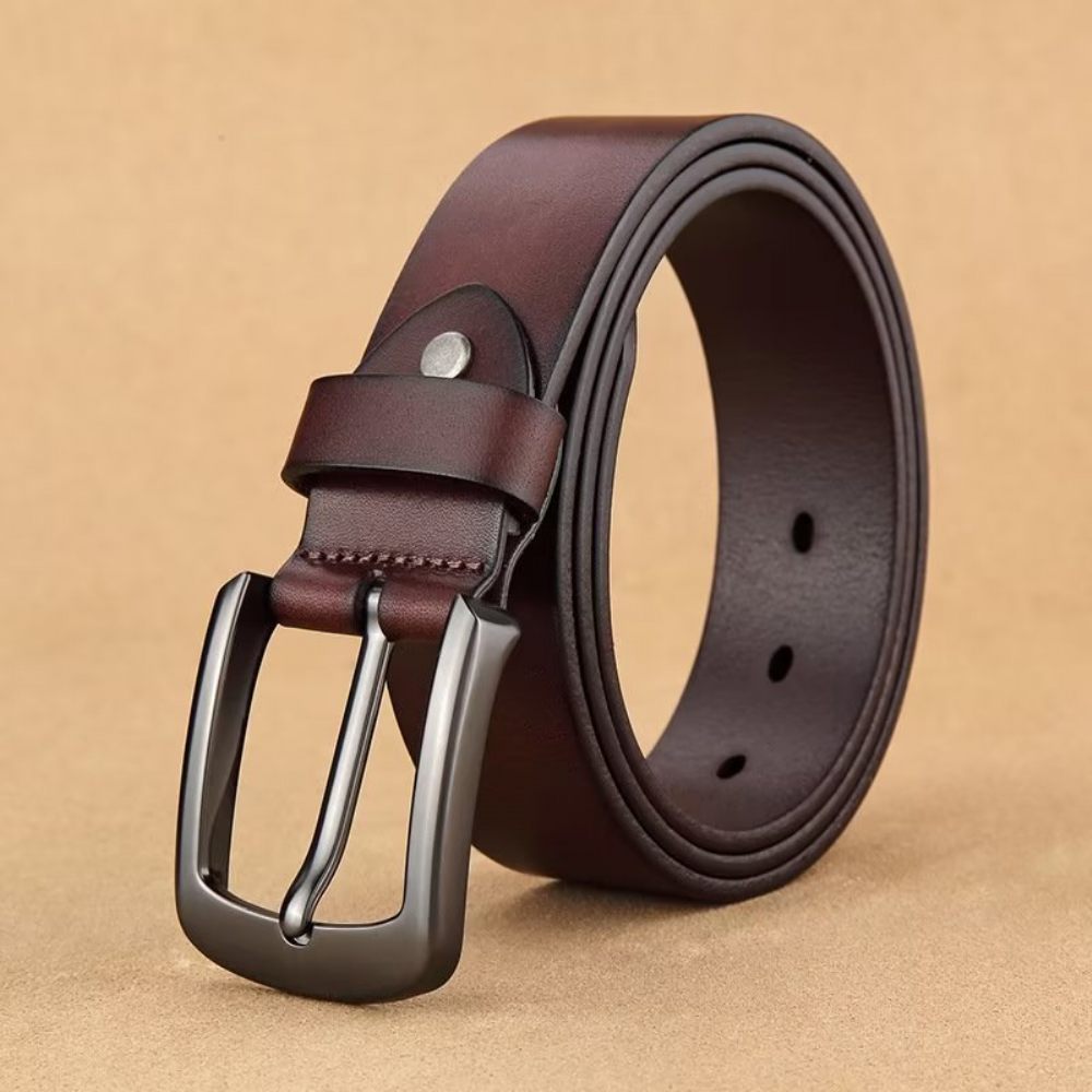 Ceintures Pour Hommes Ceinture Luxe À Boucle Classique Peau Vache - Café