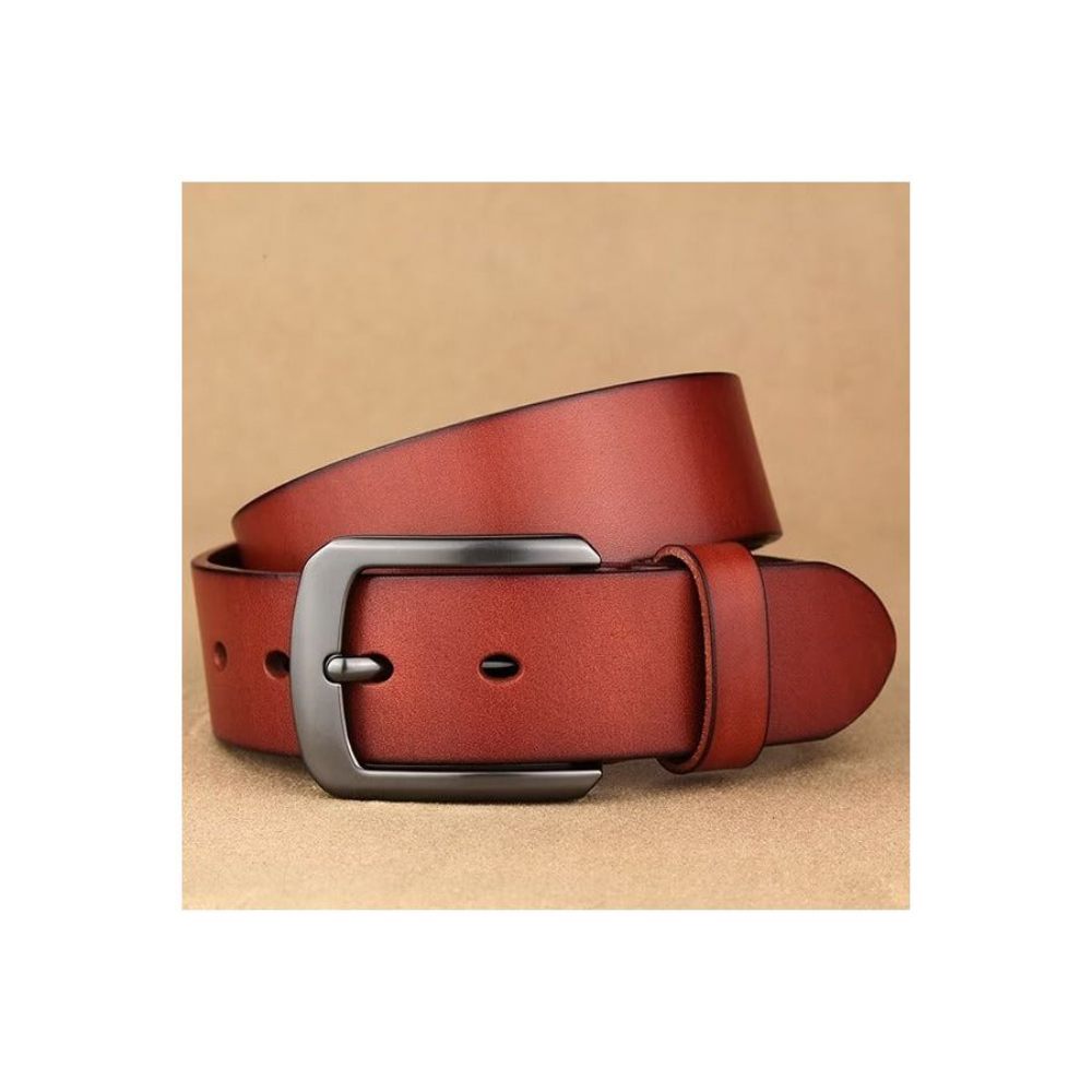 Ceintures Pour Hommes Ceinture Luxe À Boucle Classique Peau Vache - Marron