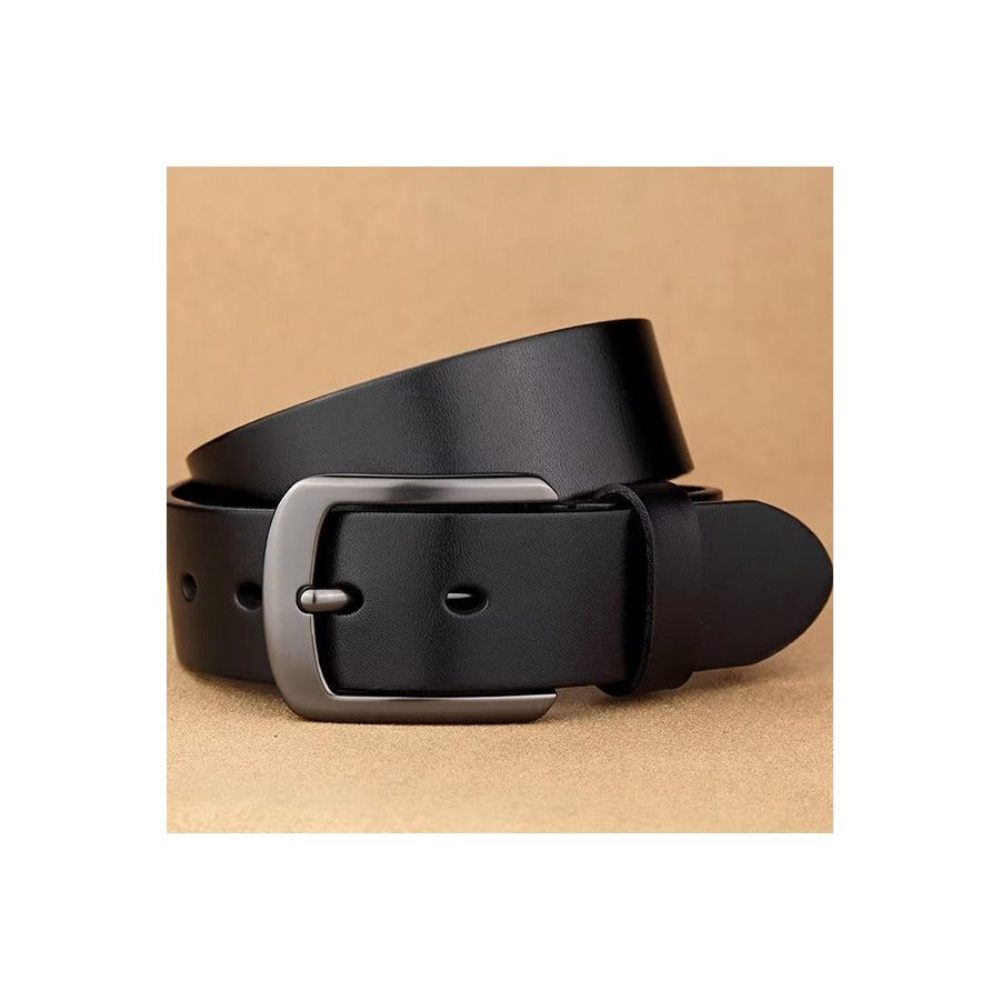 Ceintures Pour Hommes Ceinture Luxe À Boucle Classique Peau Vache - Noir