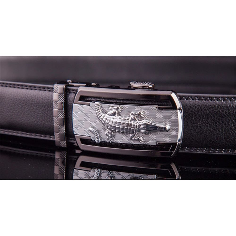 Ceintures Pour Hommes Ceinture Luxe Cuir Exotique - Noir Argent