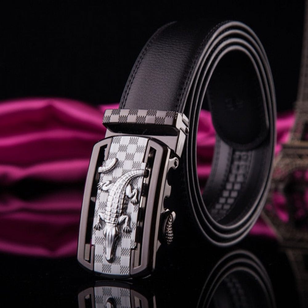 Ceintures Pour Hommes Ceinture Luxe Cuir Exotique - Café Argent