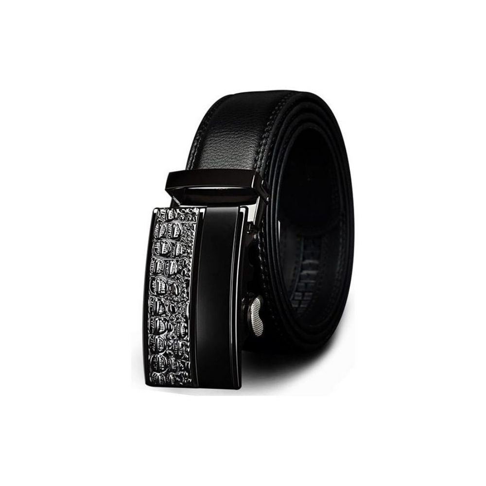 Ceintures Pour Hommes Ceinture Luxe Cuir Exotique Avec Boucle Métal - Noir