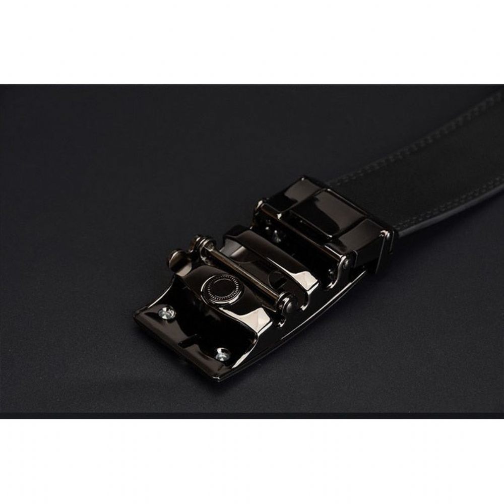 Ceintures Pour Hommes Ceinture Luxe Cuir Exotique Avec Boucle Métal - Noir