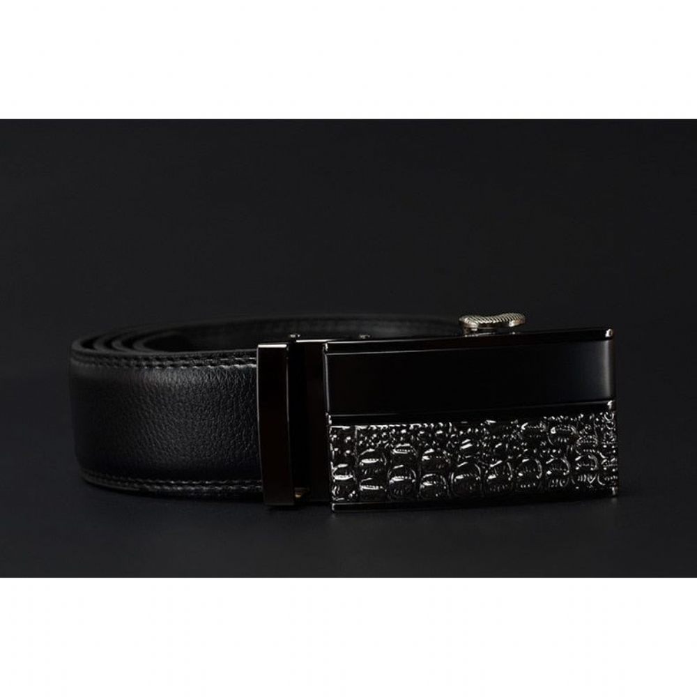 Ceintures Pour Hommes Ceinture Luxe Cuir Exotique Avec Boucle Métal - Noir