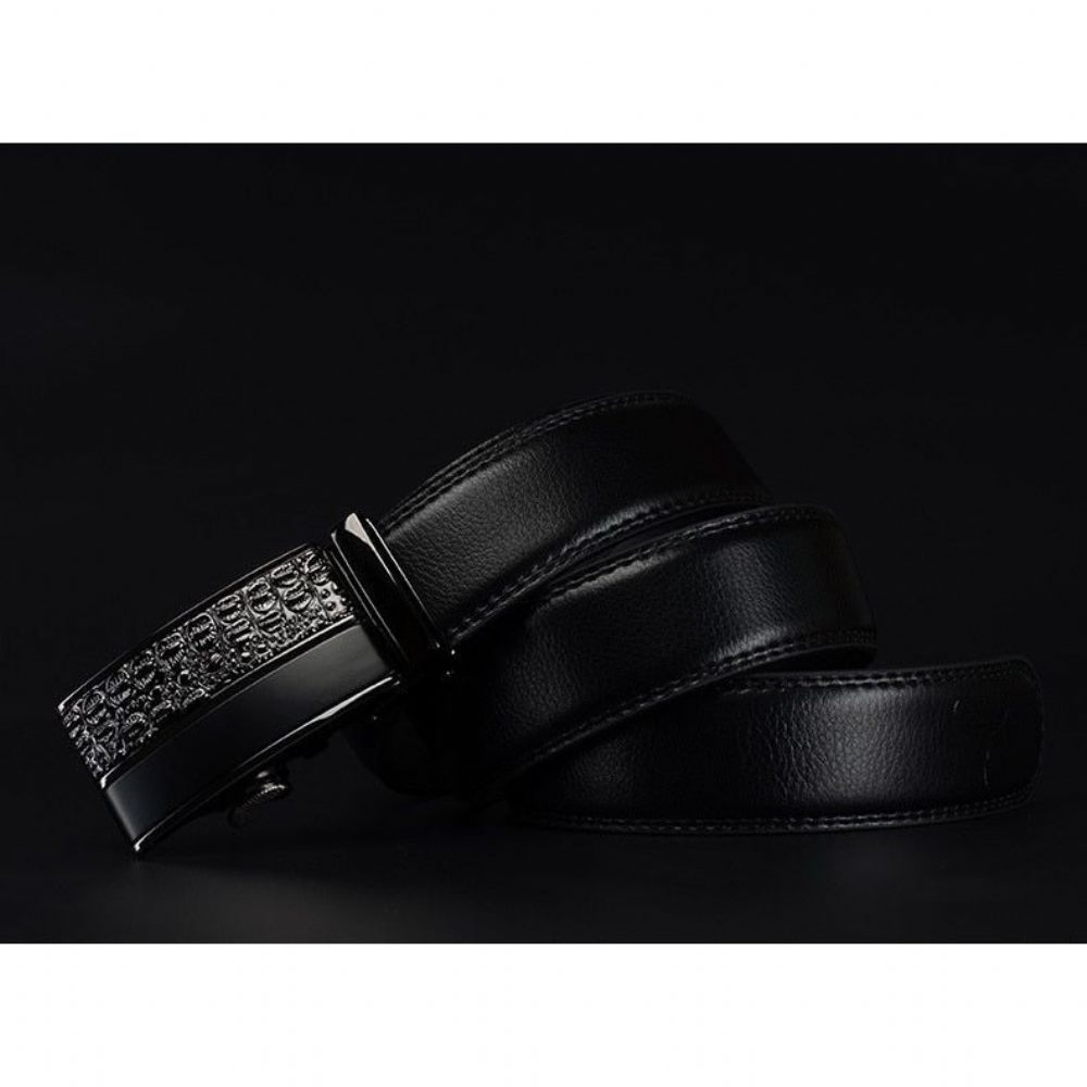 Ceintures Pour Hommes Ceinture Luxe Cuir Exotique Avec Boucle Métal - Noir