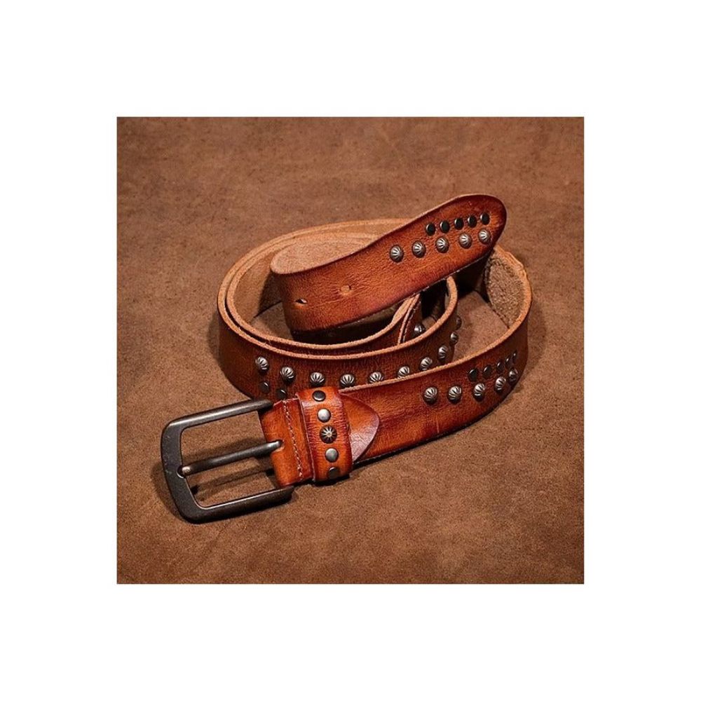 Ceintures Pour Hommes Ceinture Luxe Peau Vache Au Design Intemporel - Marron