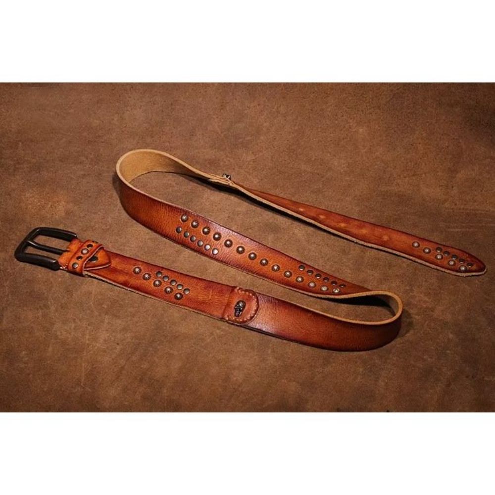 Ceintures Pour Hommes Ceinture Luxe Peau Vache Au Design Intemporel - Marron