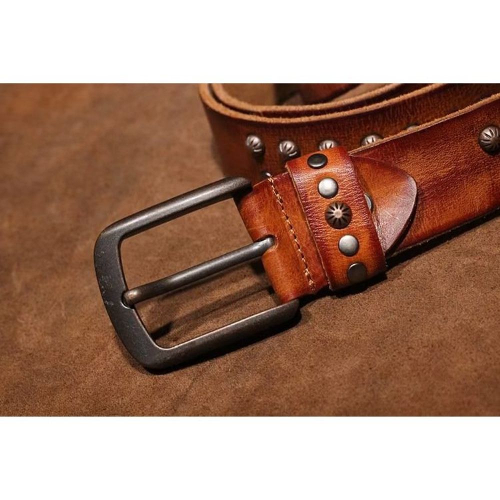 Ceintures Pour Hommes Ceinture Luxe Peau Vache Au Design Intemporel - Marron