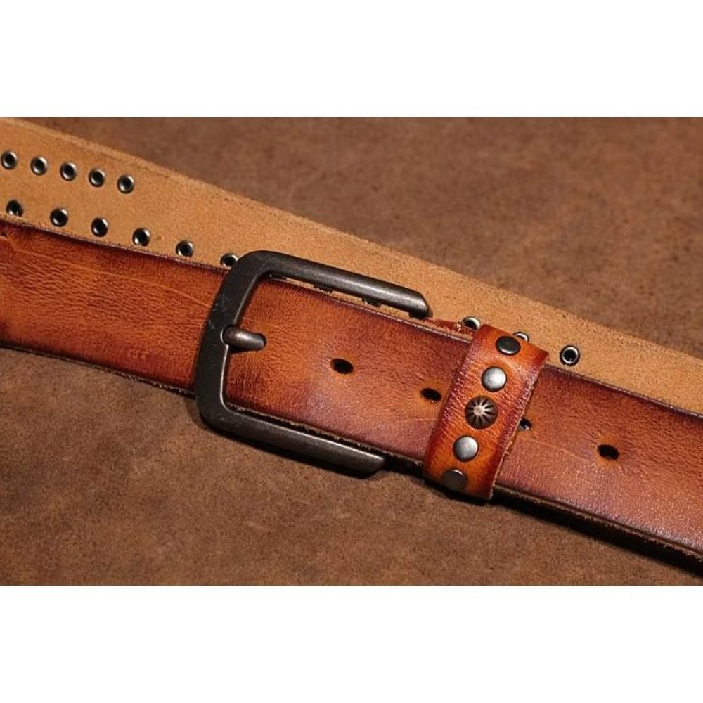 Ceintures Pour Hommes Ceinture Luxe Peau Vache Au Design Intemporel - Marron