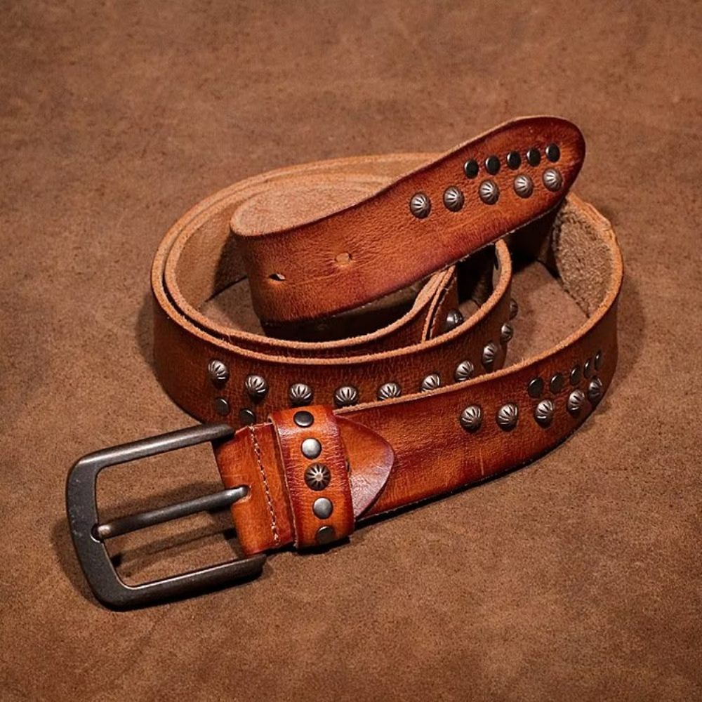 Ceintures Pour Hommes Ceinture Luxe Peau Vache Au Design Intemporel - Marron