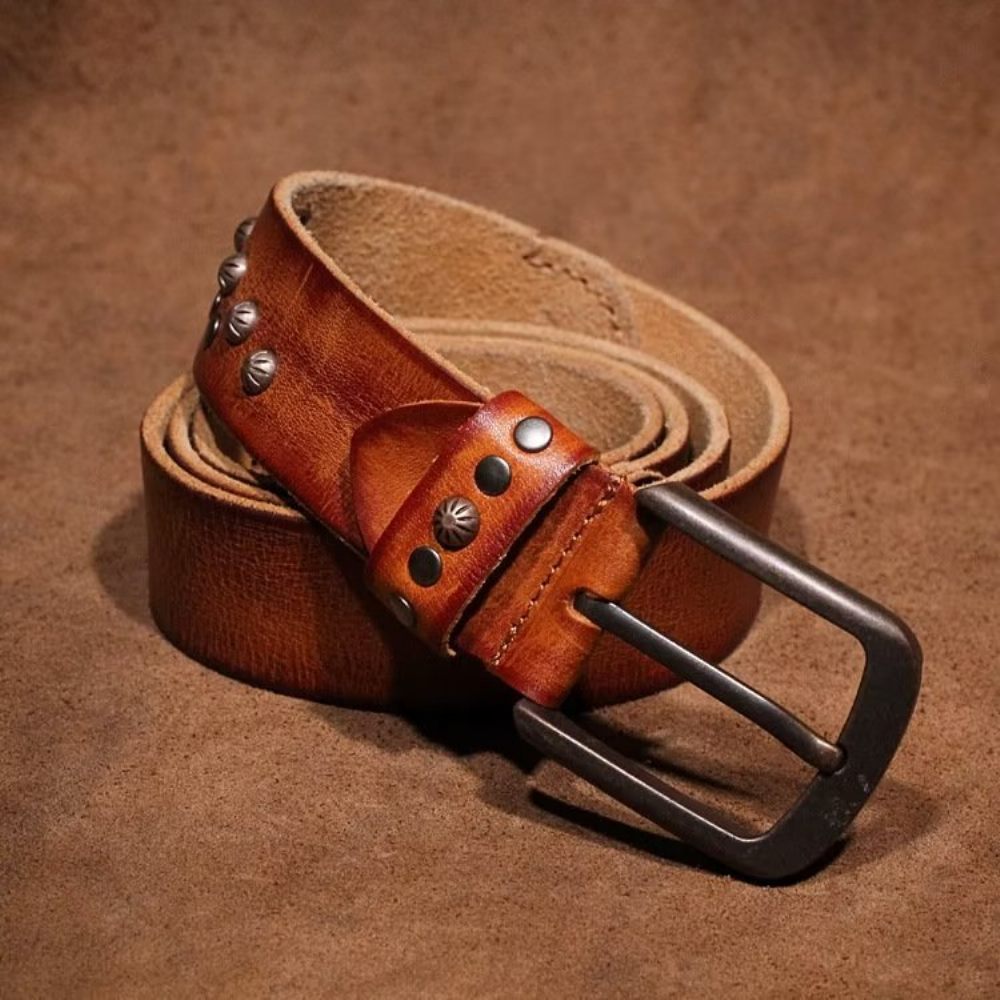 Ceintures Pour Hommes Ceinture Luxe Peau Vache Au Design Intemporel - Marron