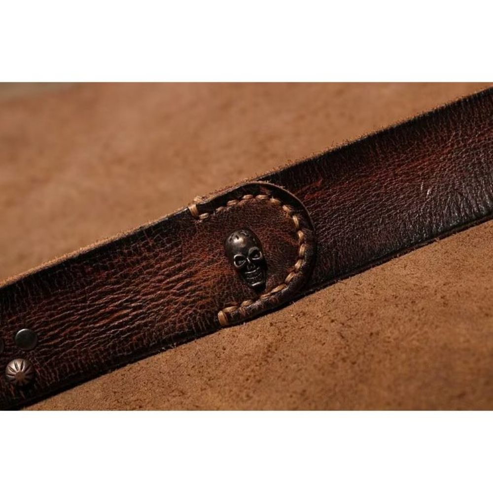 Ceintures Pour Hommes Ceinture Luxe Peau Vache Au Design Intemporel - Café