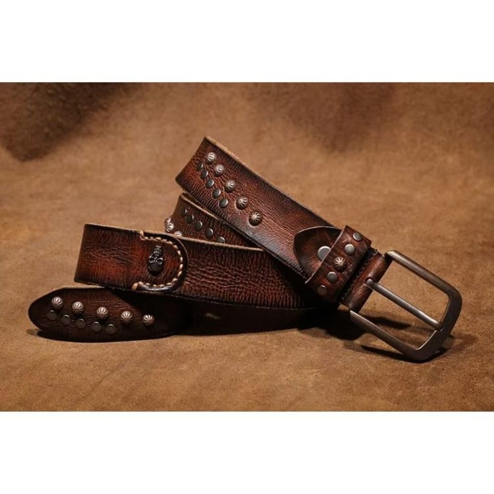 Ceintures Pour Hommes Ceinture Luxe Peau Vache Au Design Intemporel - Café