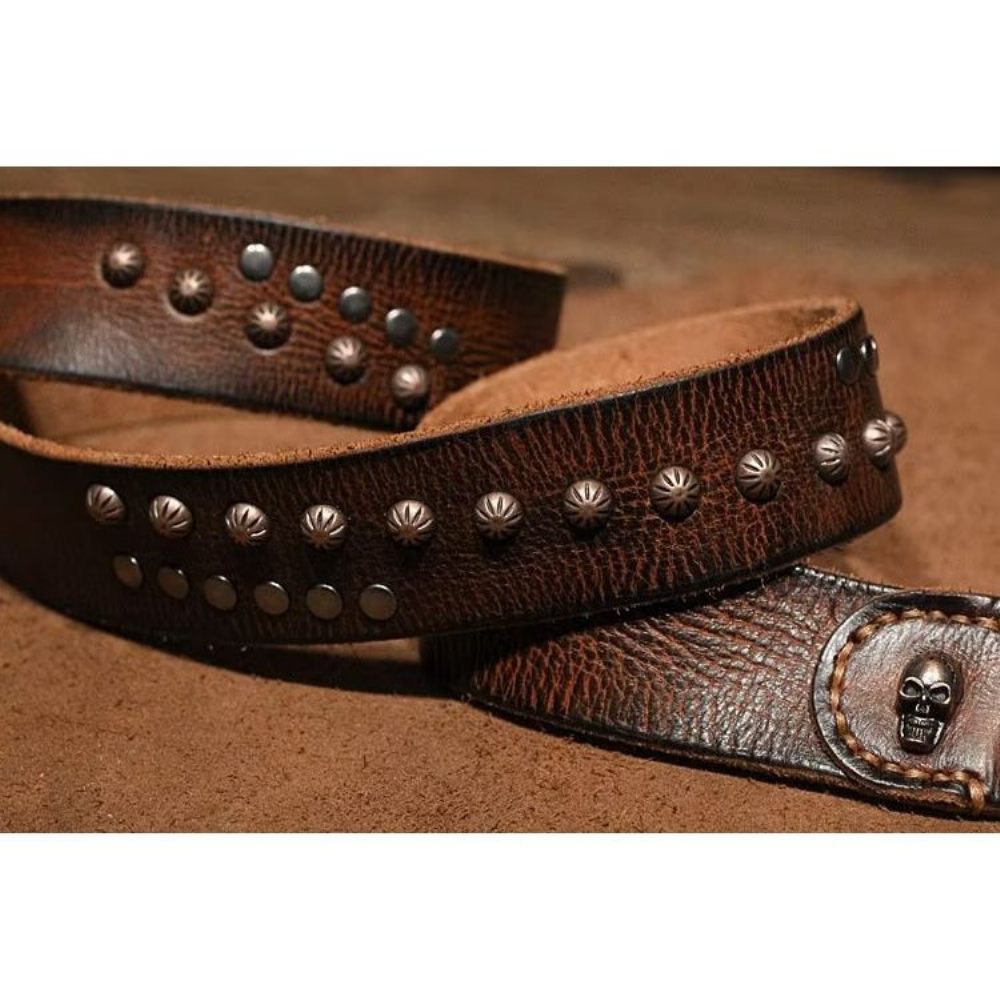 Ceintures Pour Hommes Ceinture Luxe Peau Vache Au Design Intemporel - Café