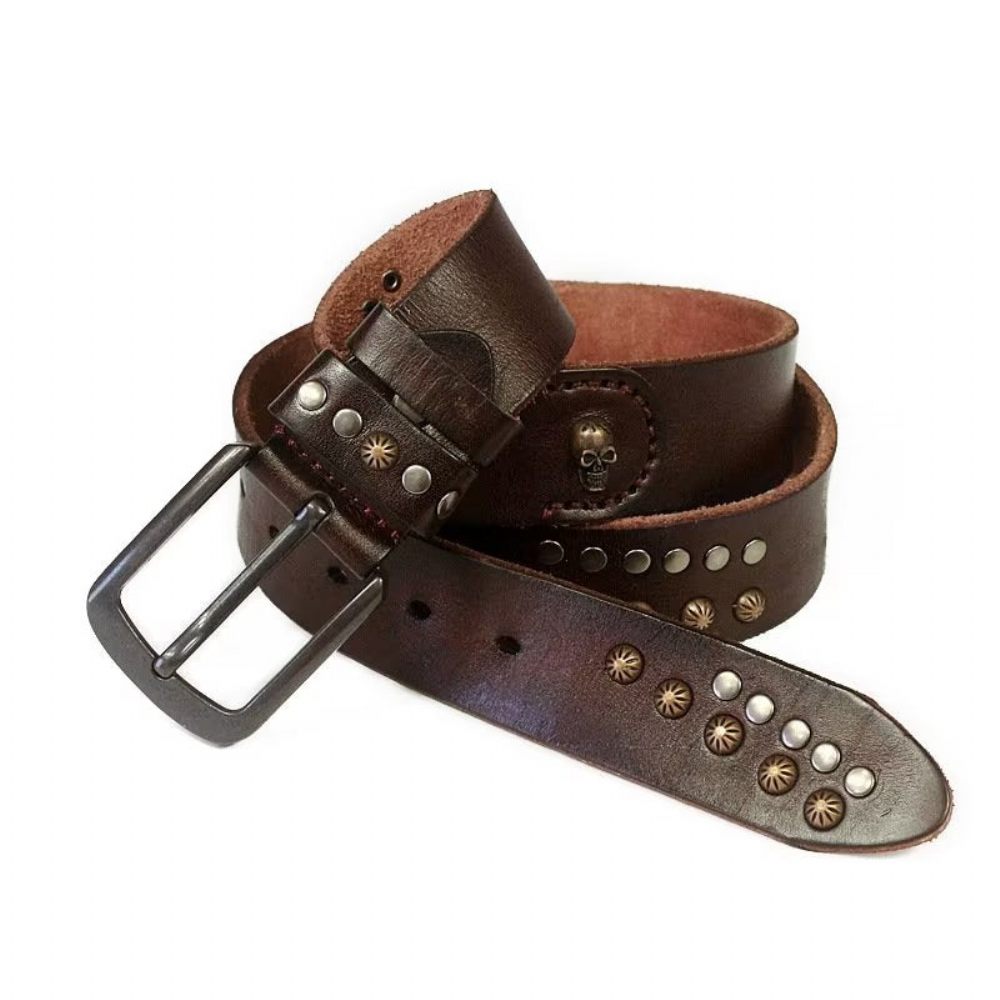 Ceintures Pour Hommes Ceinture Luxe Peau Vache Au Design Intemporel - Café