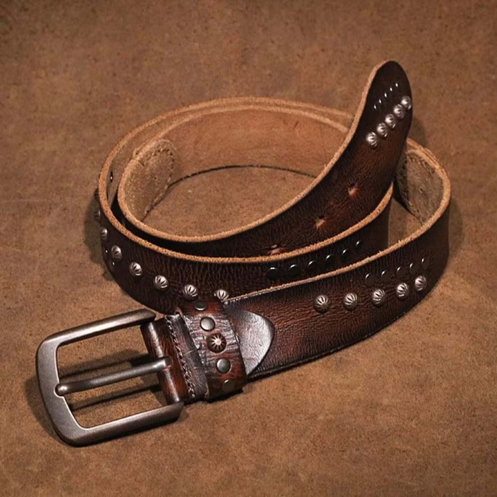 Ceintures Pour Hommes Ceinture Luxe Peau Vache Au Design Intemporel - Café