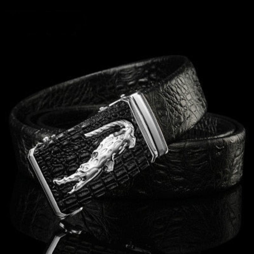 Ceintures Pour Hommes Ceinture Luxe Peau Vache Avec Boucle Cuivre Doré Croctex - Noir