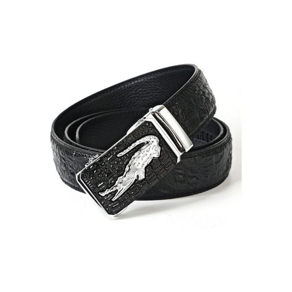 Ceintures Pour Hommes Ceinture Luxe Peau Vache Avec Boucle Cuivre Doré Croctex - Noir