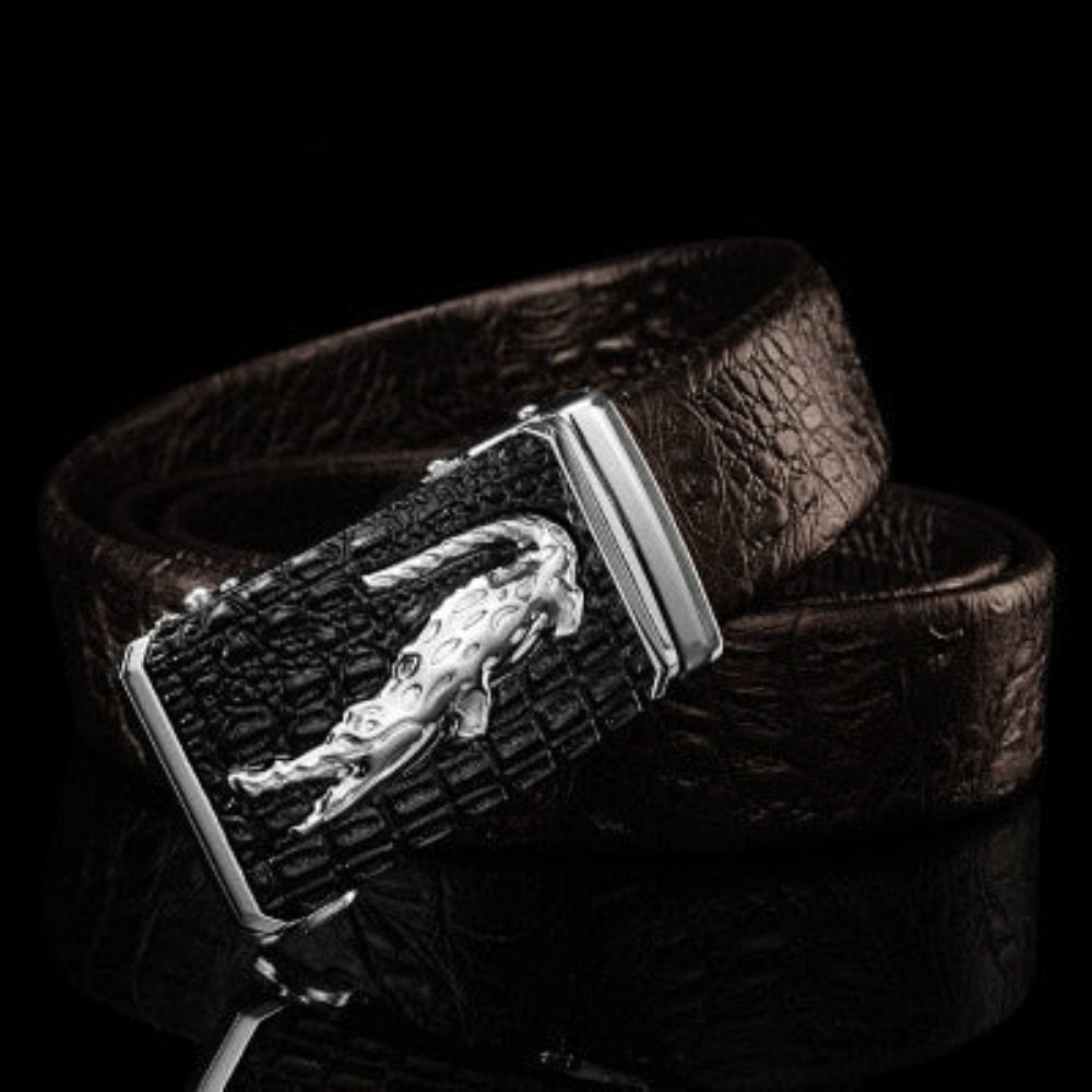 Ceintures Pour Hommes Ceinture Luxe Peau Vache Avec Boucle Cuivre Doré Croctex - Noir