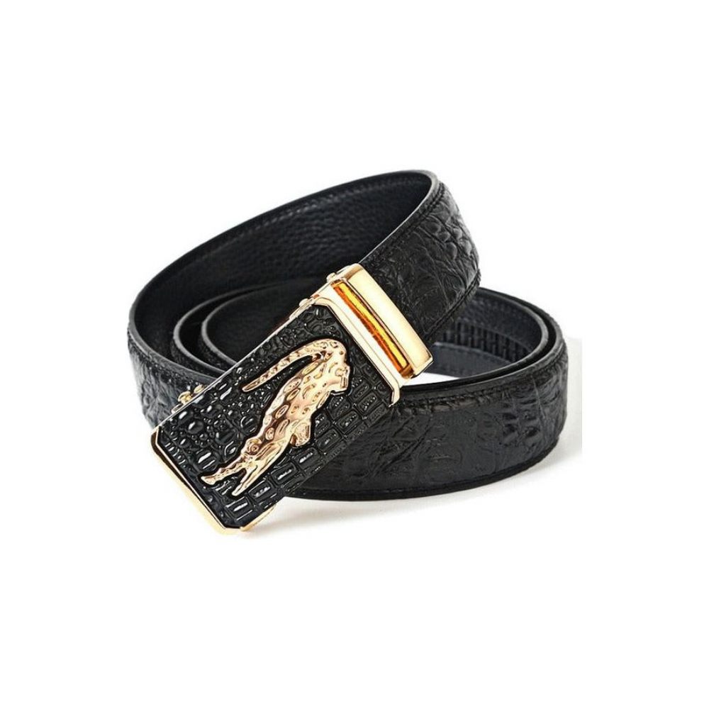 Ceintures Pour Hommes Ceinture Luxe Peau Vache Avec Boucle Cuivre Doré Croctex - Or Noir