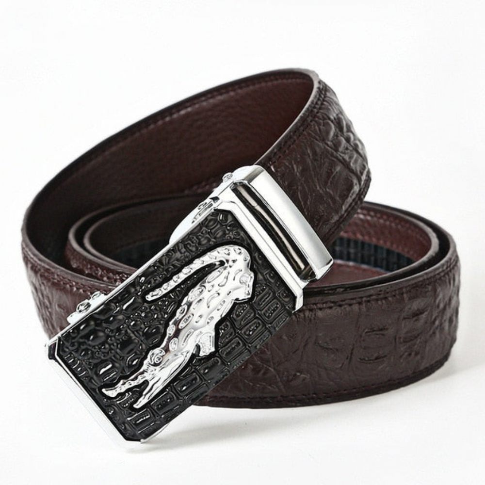 Ceintures Pour Hommes Ceinture Luxe Peau Vache Avec Boucle Cuivre Doré Croctex - Café