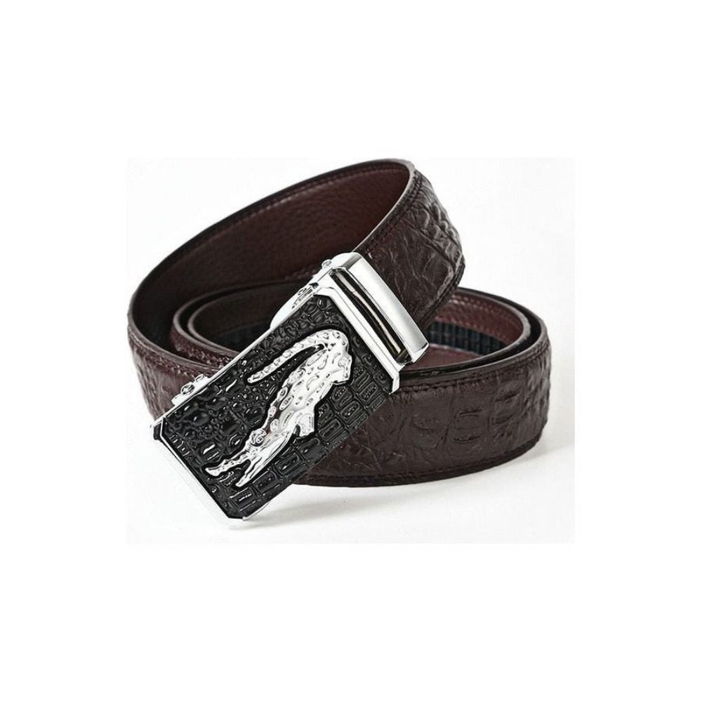 Ceintures Pour Hommes Ceinture Luxe Peau Vache Avec Boucle Cuivre Doré Croctex - Café