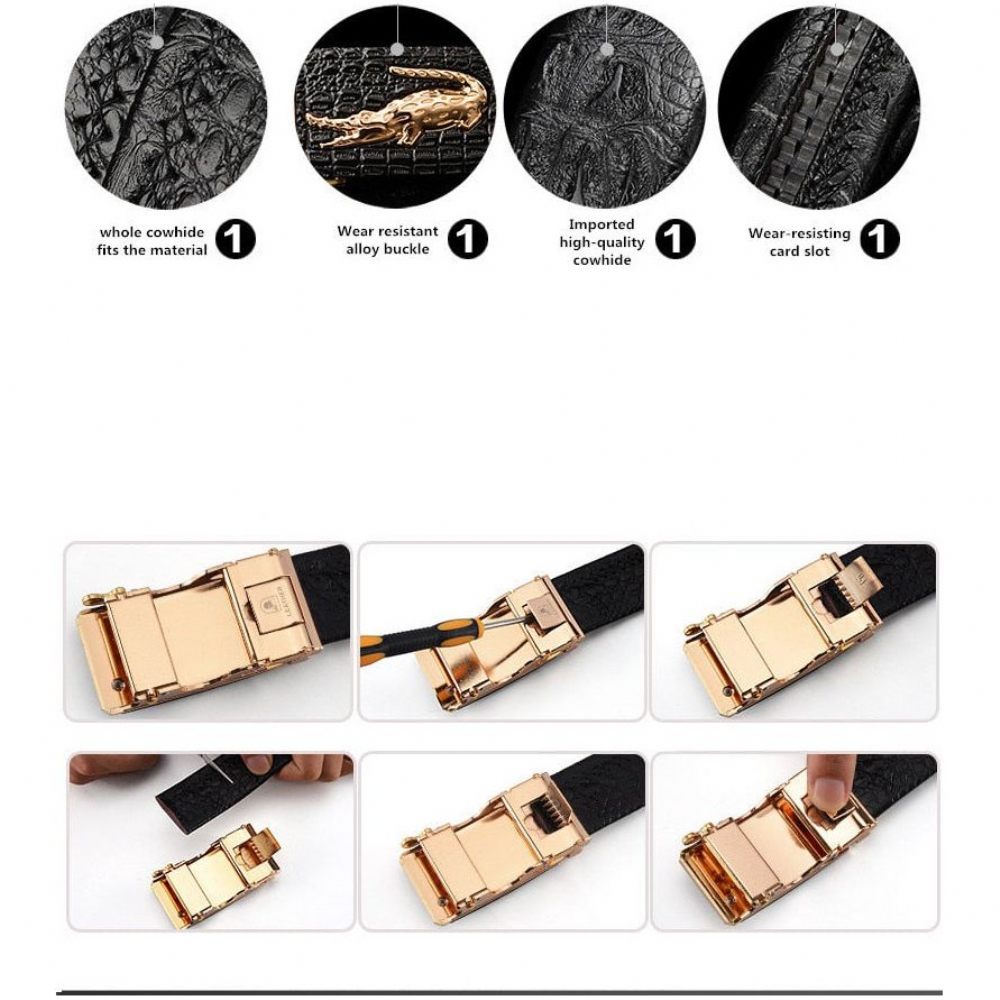 Ceintures Pour Hommes Ceinture Luxe Peau Vache Avec Boucle Cuivre Doré Croctex - Café