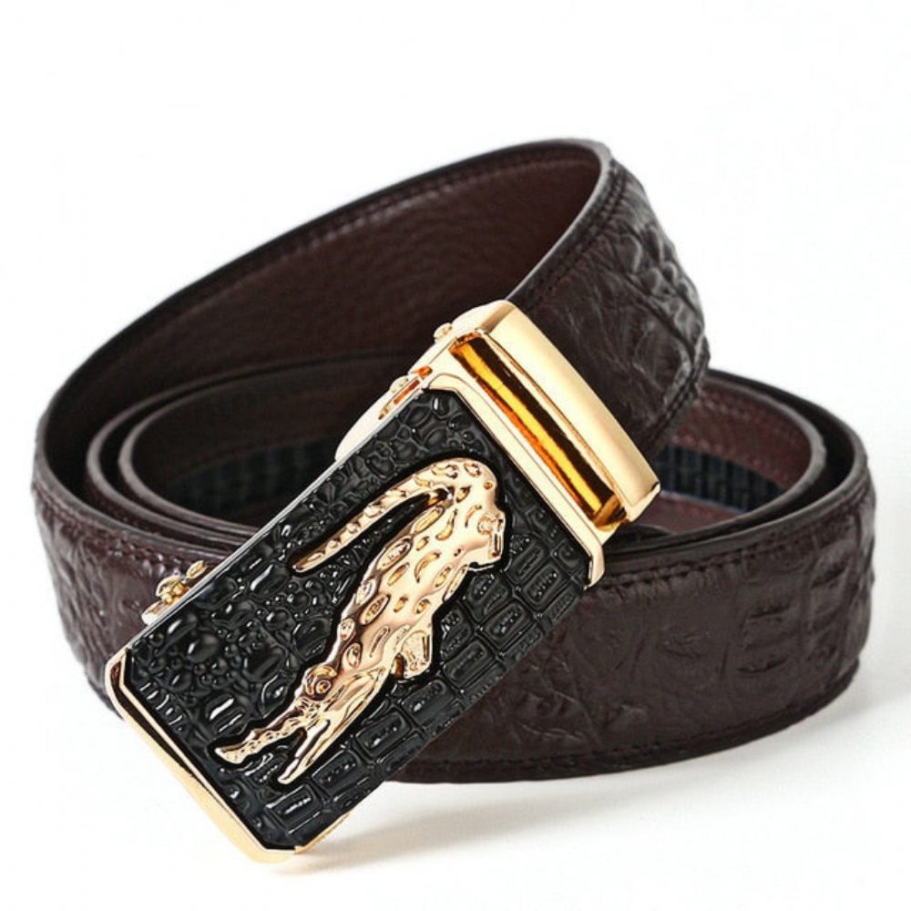 Ceintures Pour Hommes Ceinture Luxe Peau Vache Avec Boucle Cuivre Doré Croctex - Café Or