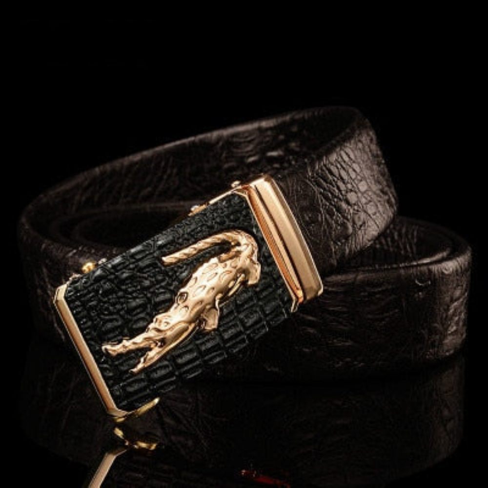 Ceintures Pour Hommes Ceinture Luxe Peau Vache Avec Boucle Cuivre Doré Croctex - Café Or