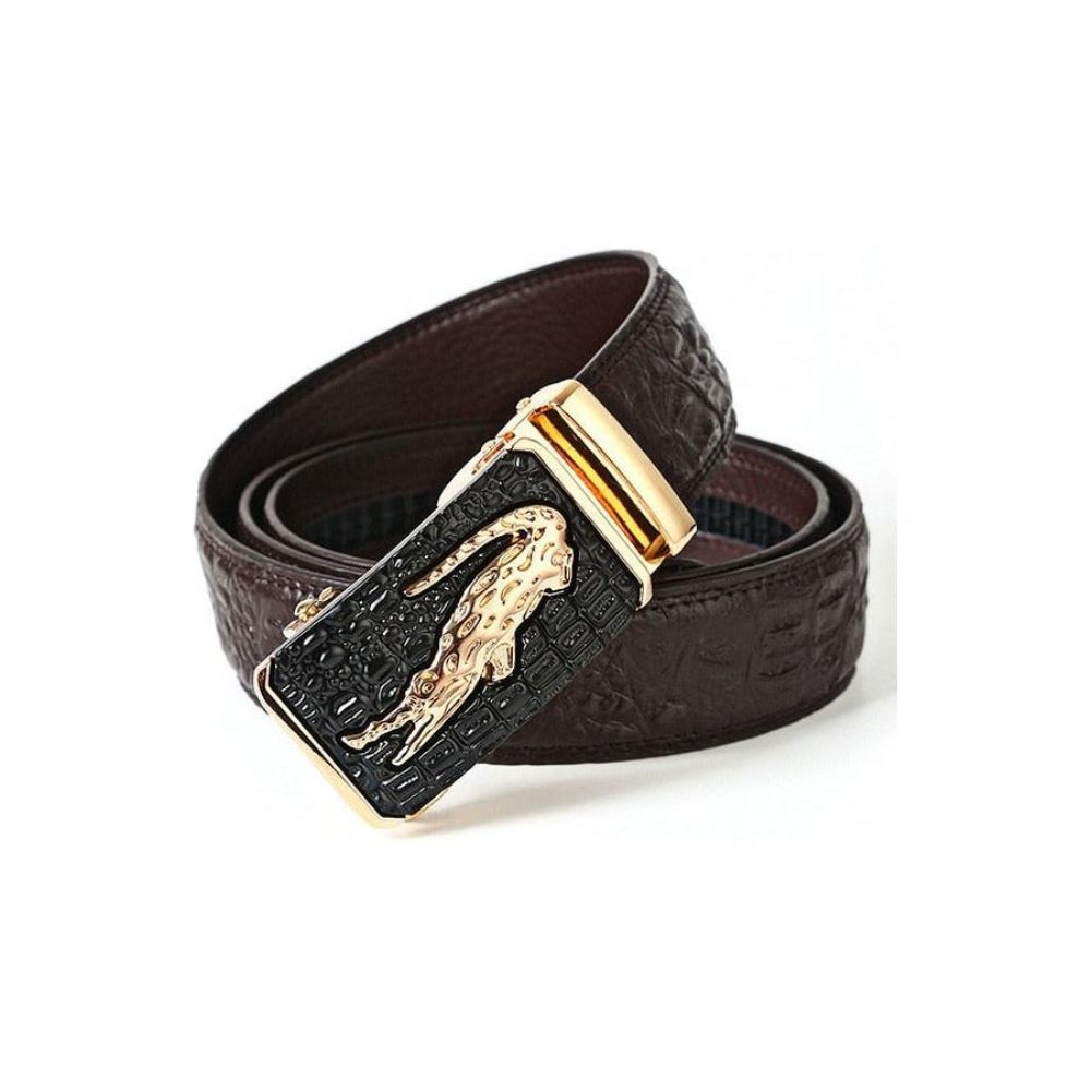 Ceintures Pour Hommes Ceinture Luxe Peau Vache Avec Boucle Cuivre Doré Croctex - Café Or