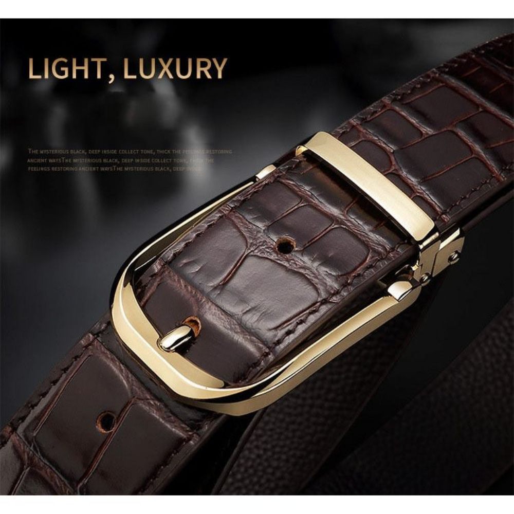 Ceintures Pour Hommes Ceinture Luxe Vintage Cuir Croco - Café 2