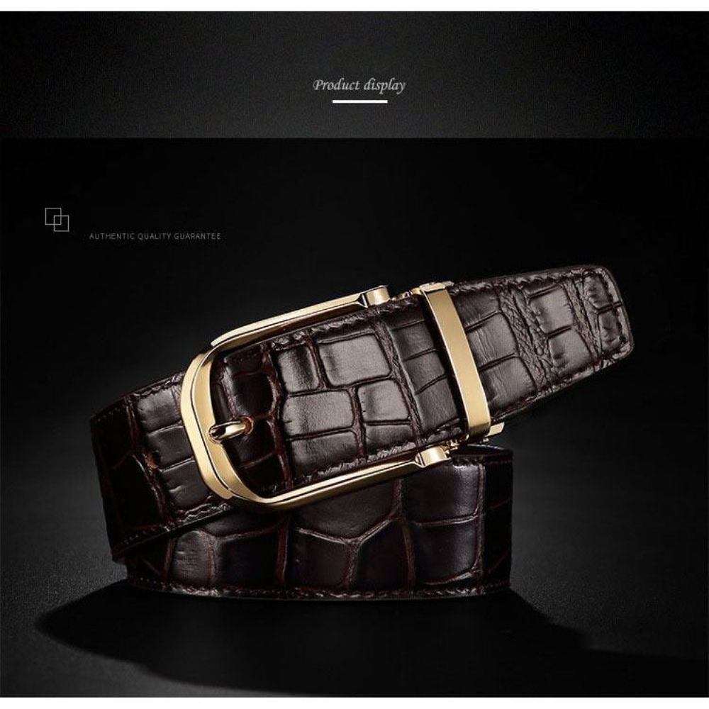 Ceintures Pour Hommes Ceinture Luxe Vintage Cuir Croco - Café