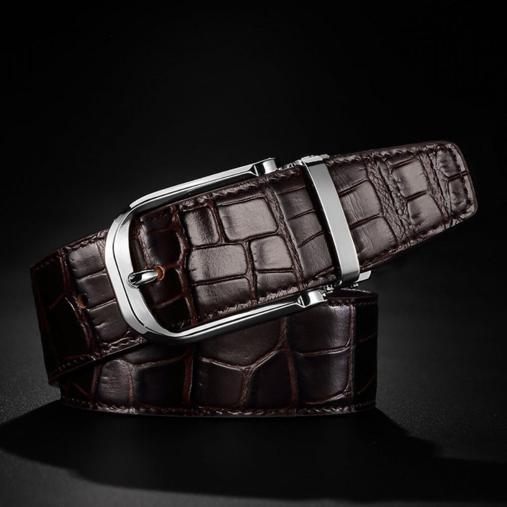 Ceintures Pour Hommes Ceinture Luxe Vintage Cuir Croco - Café