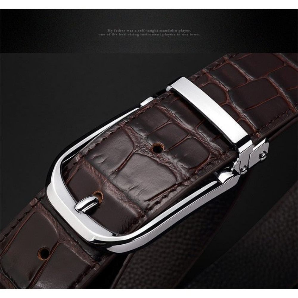 Ceintures Pour Hommes Ceinture Luxe Vintage Cuir Croco - Café