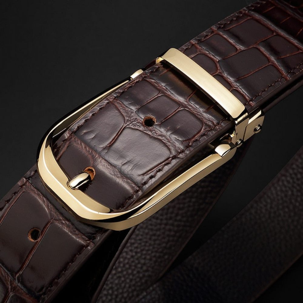 Ceintures Pour Hommes Ceinture Luxe Vintage Cuir Croco - Café