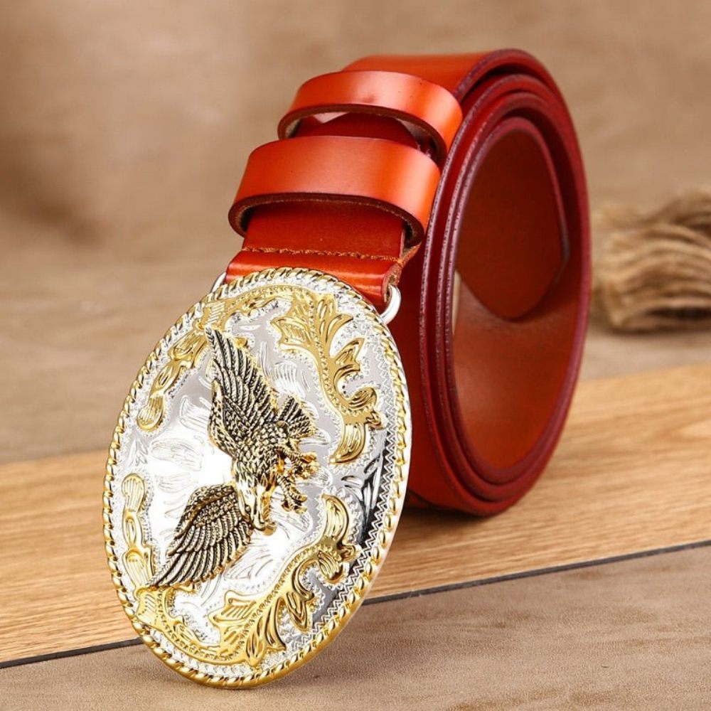 Ceintures Pour Hommes Ceinture Peau Vache Gaufrée Exotique Golden Eagle - Marron