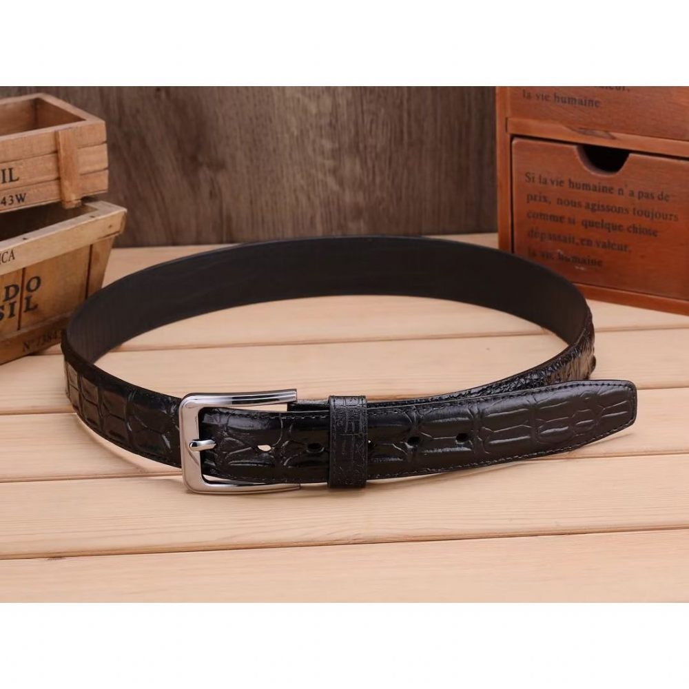 Ceintures Pour Hommes Ceinture Sophistiquée Cuir Gaufré - Noir