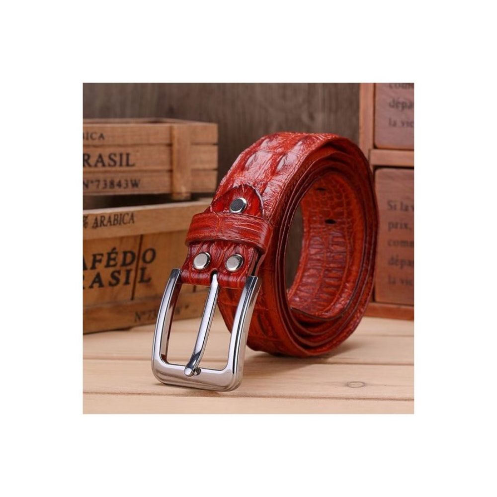 Ceintures Pour Hommes Ceinture Sophistiquée Cuir Gaufré - Rouge